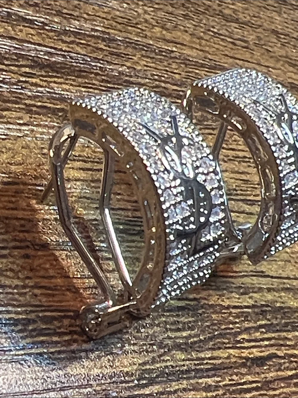 Silver Crystal Rectangular Clip-On Earrings - Sparkling Silver Tone